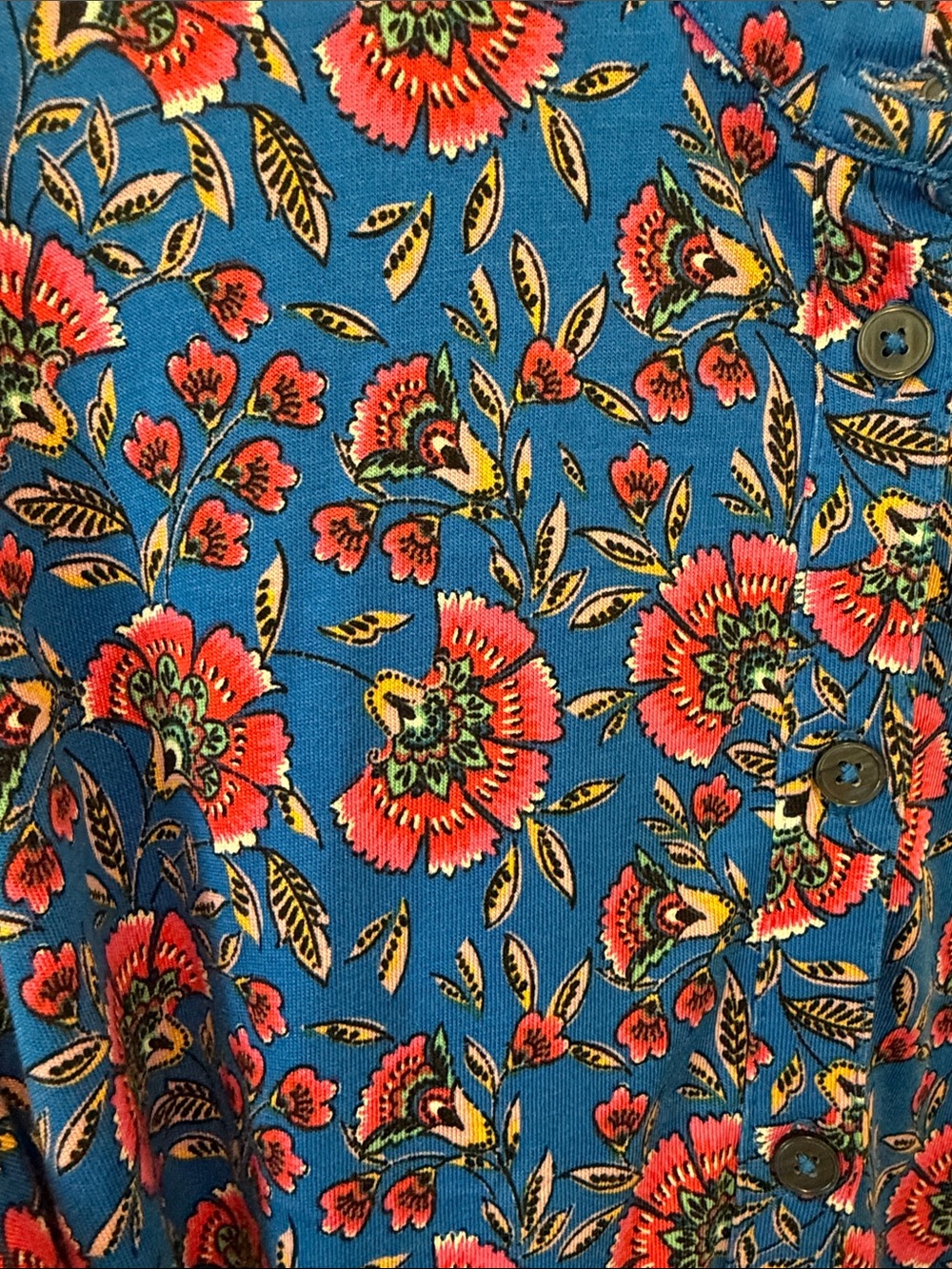 Boden Willow Frill Shirt Dress in a vibrant blue floral pattern. - Picture 5 of 6